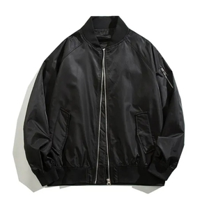Wholesale Custom Black Bomber <b>Jacket</b> for <b>Men</b>, Custom Logo Zip Front <b>Flight</b> <b>Jacket</b>, Lightweight Casual Streetwear Outerwear - Product Image 4