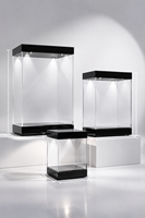 Boîte de présentation de bijoux en acrylique personnalisée avec éclairage LED, forme et épaisseur personnalisables, écologique, pour des cadeaux élégants et transparents