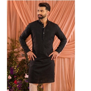 Hot Sale <b>Men</b> <b>Black</b> Embroidered Cotton <b>Kurta</b> Pajama Set <b>For</b> <b>Men</b> Ethnic Wear Comfortable Outfit <b>For</b> Casual And Festive <b>For</b> Sale - Product Image 6
