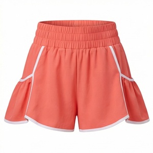 Mini-jupe trapèze corail pour femme, taille élastique, respirante, style sportif avec poche, couleur unie, idéale pour l'été - Product Image 5