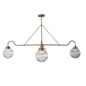 Brass Chandelier With Ribbed Glass <b>Globes</b> Ceiling <b>Light</b> Fixture Traditional Style Indoor Study Room Decor - Product Image 2