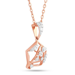 Collier pendentif asymétrique en or avec chaîne et diamants géométriques abstraits en forme de cluster - Product Image 2