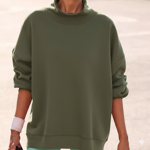 ราคาขายส่ง เสื้อสเวตเชิ้ตคอเต่าทรงยาวสำหรับผู้หญิง ผ้าเทอร์รี่ ไหล่ตก โพลีเอสเตอร์/คอตตอน แห้งเร็ว เป็นมิตรกับสิ่งแวดล้อม ผลิตตามสั่ง - Product Image 3