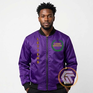 High Quality Omega Satin Men's Varsity Jacket Customized Breathable Greek Treasures Stand Collar <b>Covered</b> <b>Button</b> Closure 140g - Product Image 4