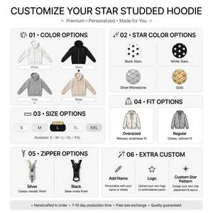 Sudadera con capucha y cremallera personalizada con pedrería blanca para hombre, estilo oversize, lavada, estilo streetwear, chaqueta de otoño, fabricada 100% en algodón. - Product Image 6