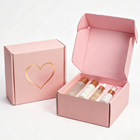 Boîte cadeau cosmétique rose de luxe, logo personnalisé, emballage en carton ondulé rigide, éponge, design écologique portable pour ensemble de soins de la peau