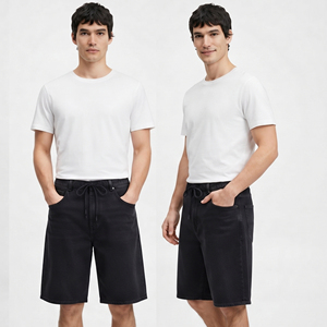 Manufacture <b>Drawstring</b> Waist Long <b>Jeans</b> Shorts <b>Men</b> Stonewashed Denim Shorts <b>Men's</b> Hip Hop Streetwear Denim <b>Jeans</b> Shorts <b>Mens</b> - Product Image 1