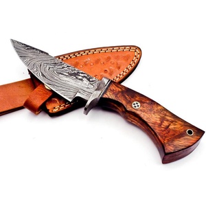 Cuchillo Bowie de Acero Damasco Recto de 10 Pulgadas, Hecho a Mano, de Grado Industrial, con Mango de Madera y Funda de Cuero Puro, ODM/OEM - Product Image 3