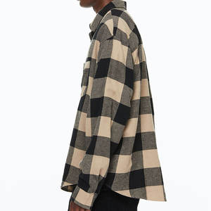 Chemise-veste en flanelle chaude pour homme, à manches longues, doublée polaire, à carreaux, avec boutons doux, en flanelle épaisse, avec logo sur le devant - Product Image 2