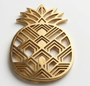 Salvamanteles Moderno de Acero Inoxidable Dorado con Diseño de Piña, Geométrico y Hueco, Resistente al Calor, para Mesa de Comedor - Product Image 1