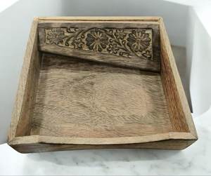 Boîte à mouchoirs en bois gravée de luxe pour la maison, le bureau et la voiture, distributeur de serviettes élégant pour une décoration intérieure esthétique - Product Image 2