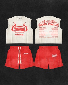 Ensemble de débardeurs pour hommes Shine, rouge et blanc, sans manches, col rond, style streetwear, respirant, en polyester, tricoté, vêtements de mode d'été - Product Image 1
