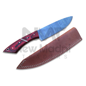 Cuchillo de Supervivencia Damasco, Espada para Exteriores, Cuchillo Damasco con Funda de Cuero, Cuchillos OEM Personalizables en Venta - Product Image 2