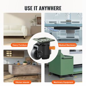 Set di 4 Ruote Girevoli a 360° per Carichi Pesanti (Diametro 2 Pollici) - Capacità di Carico 1100 Libbre - Costruzione in PU e Acciaio - Product Image 6