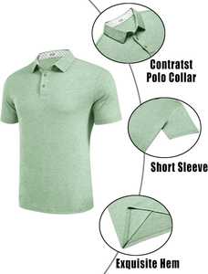Camisetas de manga corta de verano color verde melocotón, camisetas polo a rayas, ropa informal de negocios para hombre, camisetas polo. - Product Image 6