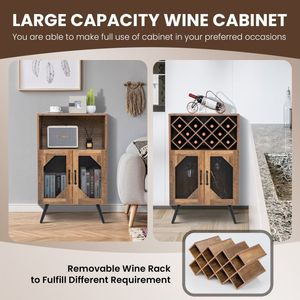 Mobile Bar Stile Fattoria a 2 Ante con Portabottiglie e Portabicchieri - Product Image 6