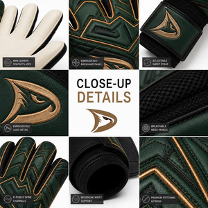 Guantes de Portero de Fútbol Verde Bosque y Bronce |   Látex Alemán de 4 mm con Ajuste de Neopreno |   Equipamiento de Fútbol de Marca Privada - Product Image 3