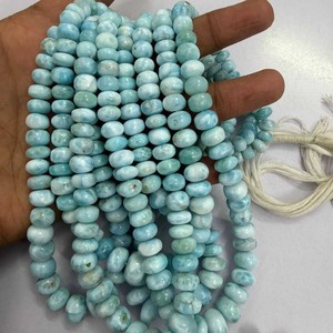 Cuentas de Larimar Natural Azul Cielo, Forma Redonda Lisa, 7mm-10mm, 16 Pulgadas, Alta Calidad para la Fabricación de Joyería - Product Image 3