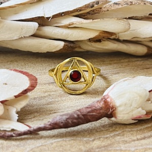 New Arrival Geometric Brass <b>Ring</b> Garnet Boho Tribal <b>Statement</b> <b>Ring</b> Ethnic Design Gold Plated Tringle Wholesale <b>Ring</b> For Women - Product Image 1