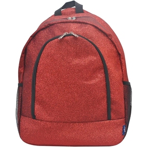 Cheerleading Backpack Custom Red Glitter Sparkle Black Trim Silver Zipper Dual Mesh Pocket 180g Nylon/Polyester Fabric <b>Weight</b> - Product Image 1