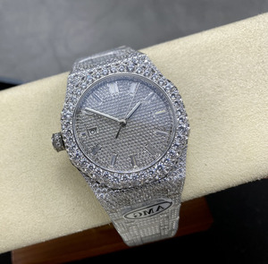 Montre de luxe style hip-hop en acier inoxydable 2026 avec moissanite et diamant, mouvement mécanique de haute qualité, vente en gros - Product Image 3