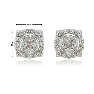 Round Marquise Natural Diamond <b>Stud</b> Earrings 1.37 Cttw 925 Sterling <b>Silver</b> G-H Color Prong Set Trendy Wedding Wholesale Jewelry - Product Image 4