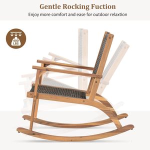 Ensemble de chaises à bascule d'extérieur modernes en teck massif avec table d'appoint, mobilier de jardin et de véranda en corde tressée, fabricant indonésien - Product Image 4