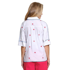 Blusa de Moda Casual con Cuello Camisero, Color Blanco, Manga Larga, con Botones, para Mujer - Product Image 1