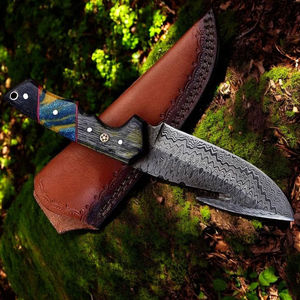 Couteau à dépecer en acier Damas, lame tranchante, couteau à dépecer Damas, outil de survie et de chasse, lame courbée en acier Damas - Product Image 3