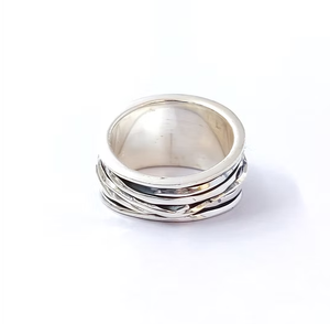 Men's Boho Chic Multi-Stone <b>Ring</b> 925 Sterling Silver Turquoise Coral Meditation <b>Spinner</b> Band Unique Design Jewelry Daily Wear - Product Image 4