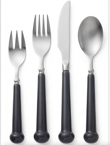 Modern Flatware <b>Set</b> Stainless Steel <b>Cutlery</b> <b>Black</b> Handle Dishwasher Safe Wedding Dining Tableware Elegant Kitchen Essentials - Product Image 1