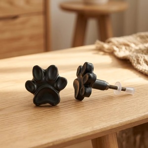 Ba Matte Black Resin Paw Print Cabinet Knob Novelty Shape Contemporary Design <b>for</b> <b>Home</b> <b>Bar</b> Drawer Handle - Product Image 2