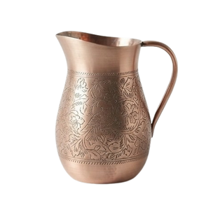 Engraved Design Copper Finished Metallic Pitcher Handmade Durable Metal Water <b>Jug</b> for Wine Juice Milk Pitcher-Party Use - Product Image 5