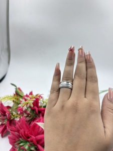 <b>Silver</b> Plated Spinner <b>Ring</b> Handmade Rotating Anxiety Band <b>Adjustable</b> Fidget <b>Ring</b> for Women - Product Image 5