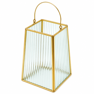Nordic Gold Metal Glass Lantern Vintage Trapezoid Geometric <b>Candle</b> Holder For Home Decor Modern Tabletop <b>Wedding</b> Centerpieces - Product Image 6