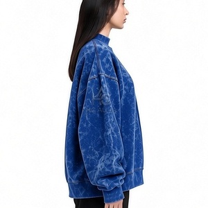 Sudadera Oversize de Felpa/Algodón con Lavado Ácido, Cuello Alto Simulado, Hombros Caídos, Color Negro, Premium, Estilo Urbano de Invierno, Más Vendida - Product Image 6