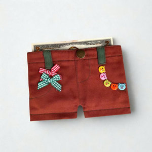 Trendy Red Color Mini Denim <b>Wallet</b> Lightweight Coin Purse <b>Small</b> Card Holder Portable Denim Pocket Organizer For Daily Travel - Product Image 6