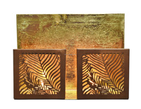 Petit Porte-Bougie de Noël Fait Main avec Doublure en Feuille d'Or Argentée Cuivre Fer Noir Métal pour Décoration Intérieure