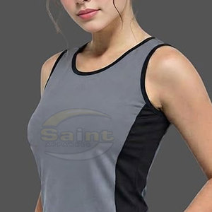Women Solid V-neck Casual Breathable Quick Dry <b>Knitted</b> <b>Tank</b> <b>Top</b> Regular Length Gray <b>Black</b> 100% Cotton - Product Image 4