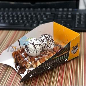 ミニパンケーキクレープ紙箱トレイファーストフード用ワッフルスティック寿司クレープブラウニーBBQクッキーベーカリー包装マットラミネーション - Product Image 3