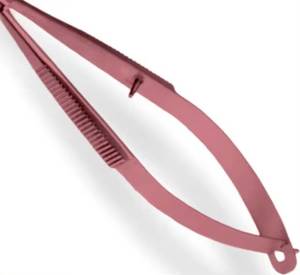 Tijeras de belleza de acero inoxidable afiladas con hoja recta para recortar cejas, para diestros, color rosa - Product Image 4