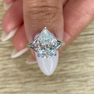 Anillo de compromiso unisex con diamante de corte pera ovalado, engaste de púas, 4 quilates, cultivado en laboratorio, certificado IGI, para boda, 14k, Vermeil, para fiesta - Product Image 1