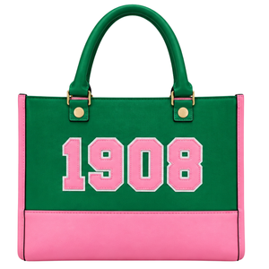   Sac fourre-tout vert et rose pour femme, inspiré des lettres grecques, sac à main tendance grande capacité, sac à bandoulière pour les voyages, le quotidien et le shopping - Product Image 1