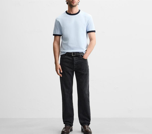 T-shirt personnalisé pour homme 100% coton, col rond ample, col contrastant, design rétro vintage, style streetwear, motif de personnage - Product Image 1