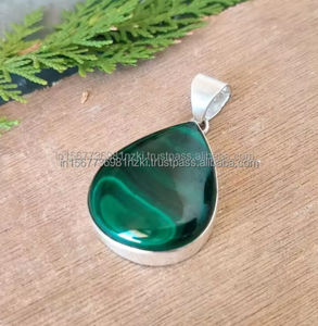 Natural <b>Malachite</b> Pendant 925 Sterling Silver Pendant Handmade Silver Pendant Gemstone Necklaces Statement <b>Jewelry</b> Gift For Her - Product Image 3