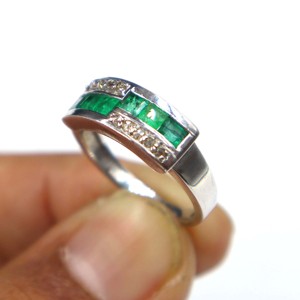 925 Sterling <b>Silver</b> <b>Emerald</b> with Diamond Cut Gemstone <b>Ring</b> Wholesale Natural <b>Emerald</b> Stone <b>Silver</b> <b>Ring</b> Jewelry Gift Engagement - Product Image 2