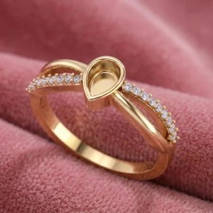 Anillo de perlas en bruto de 4x6mm con acento de circonita, engaste de vástago dividido, montura de copa para bisel de piedra preciosa DIY, joyería conmemorativa de resina para recuerdo - Product Image 6