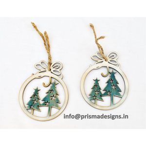 En gros, Ornements de Noël en bois découpés au laser, Rennes en bois écologiques vierges à suspendre pour la décoration de l'arbre de Noël - Product Image 2