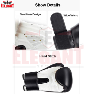 Guantes de Boxeo de Cuero con Logotipo Personalizado en Blanco y Negro, Guantes de Combate de Alta Resistencia para Entrenamiento, Sparring y Kickboxing para Adultos - Product Image 6