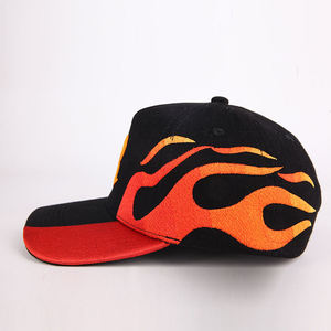Wholesale Custom High Quality 5 Panel Cotton Curved Brim Snapback Hat 3D Embroidery Flame Streetwear Baseball <b>Cap</b> <b>for</b> <b>Men</b> - Product Image 6